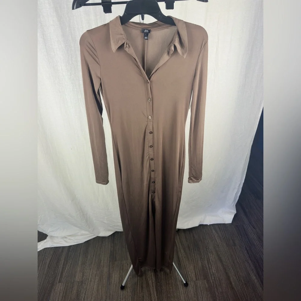 River Island Brown Button Detail Knitted Dress Size 6 NWT - Picture 8 of 15